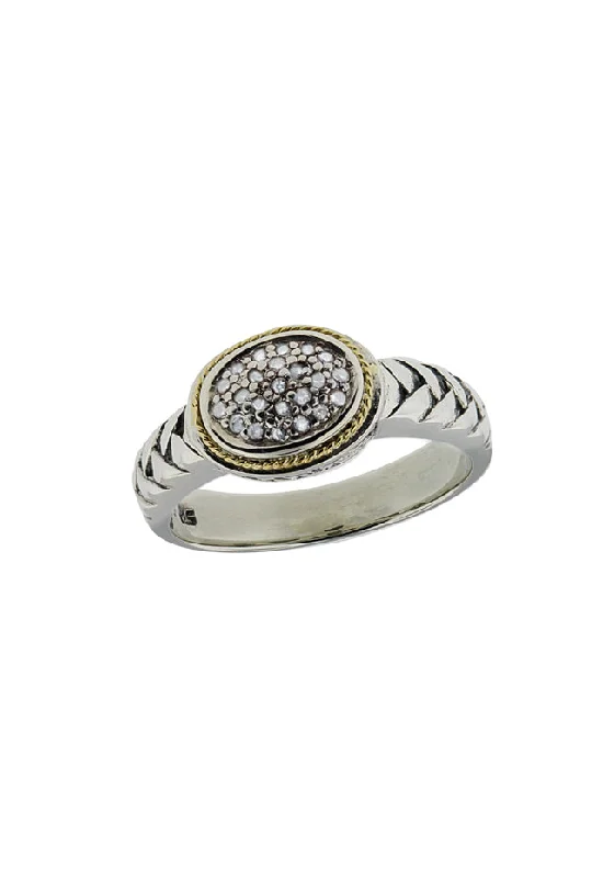 Mystical Rings -925 S. Silver & 18K Gold Diamond Ring, .11 TCW