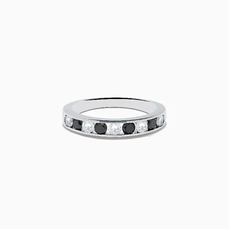 Black Rings -14K White Gold White and Black Diamond Band Ring