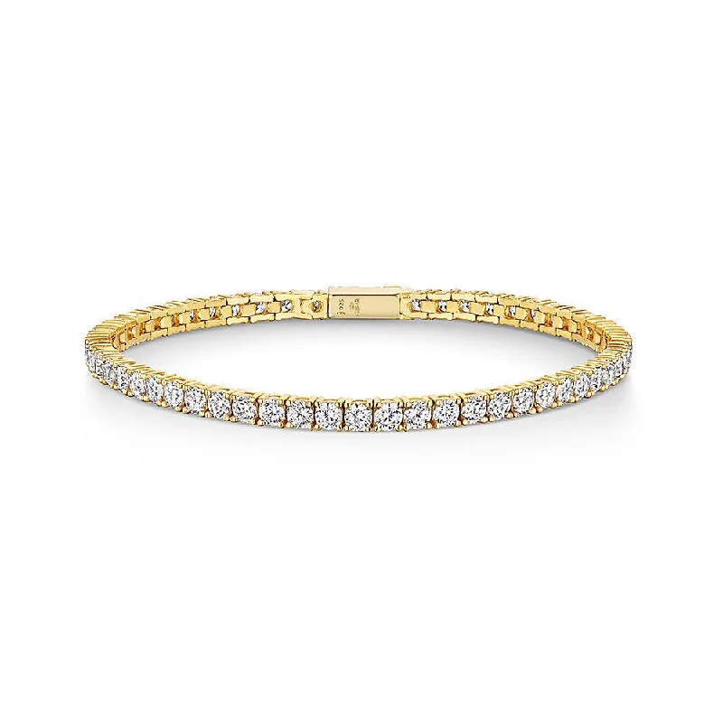 Ladies Bracelets for Bridal Looks-Jools Gold Cubic Zirconia Tennis Bracelet