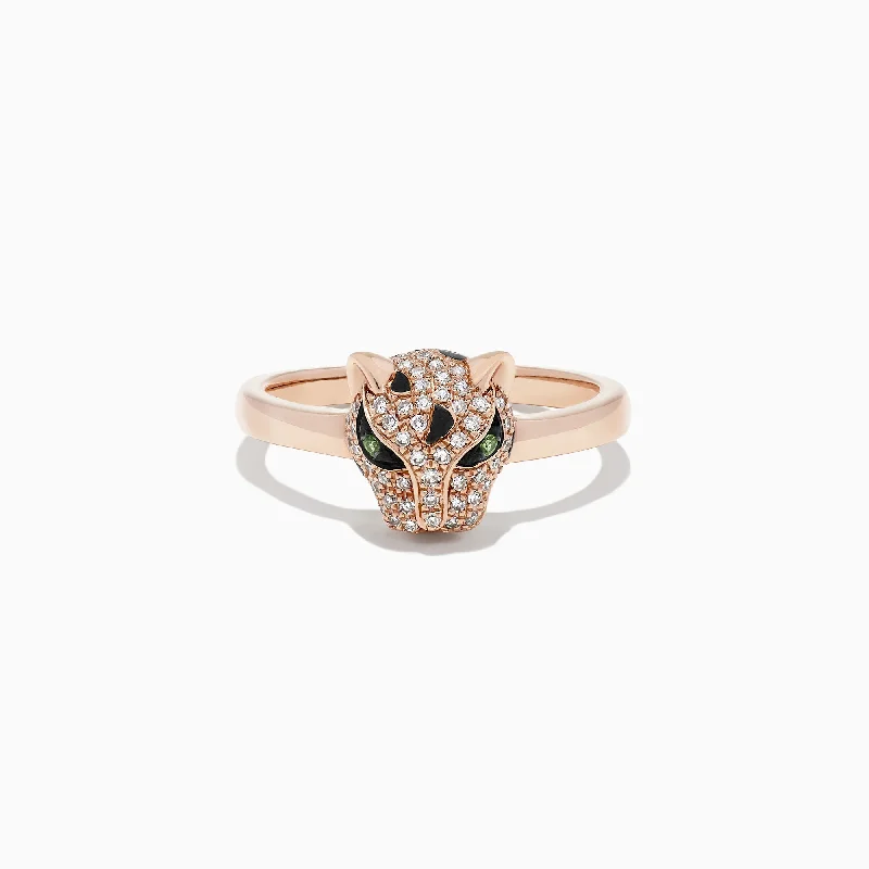 Energy Rings -Signature 14K Rose Gold Diamond and Tsavorite Mini Ring, 0.25 TCW