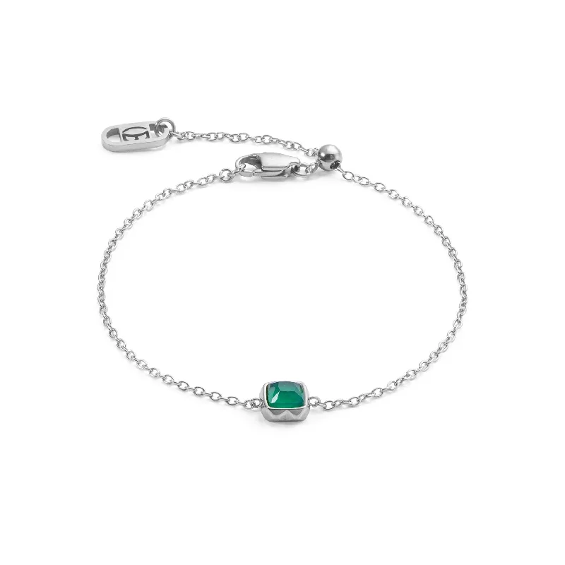 Ladies Bracelets for Everyday Style-Coeur De Lion May Birthstone Green Agate Bracelet