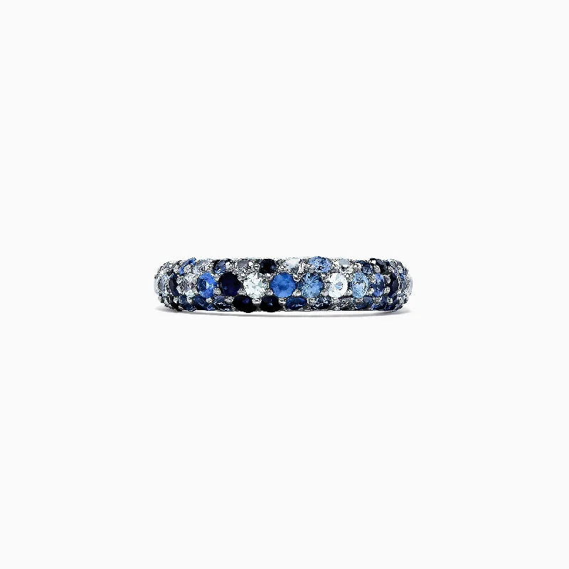 Titanium Rings -925 Sterling Silver Blue Sapphire Splash Ring, 1.80 TCW