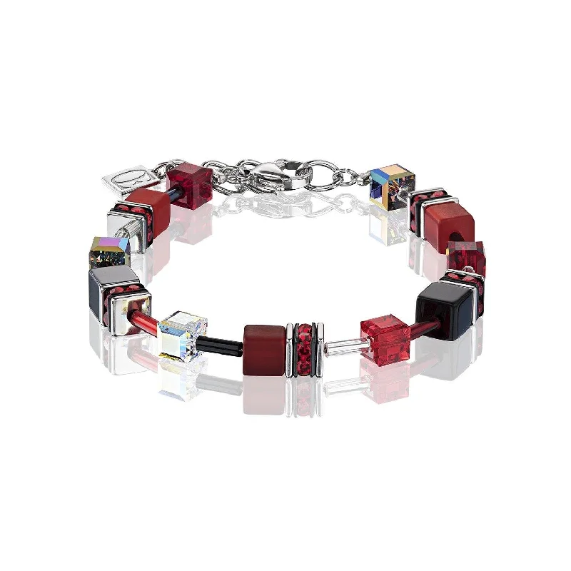 Ladies Bracelets with Photo Locket-Coeur De Lion Red Swarovski® Crystals GeoCUBE® Bracelet