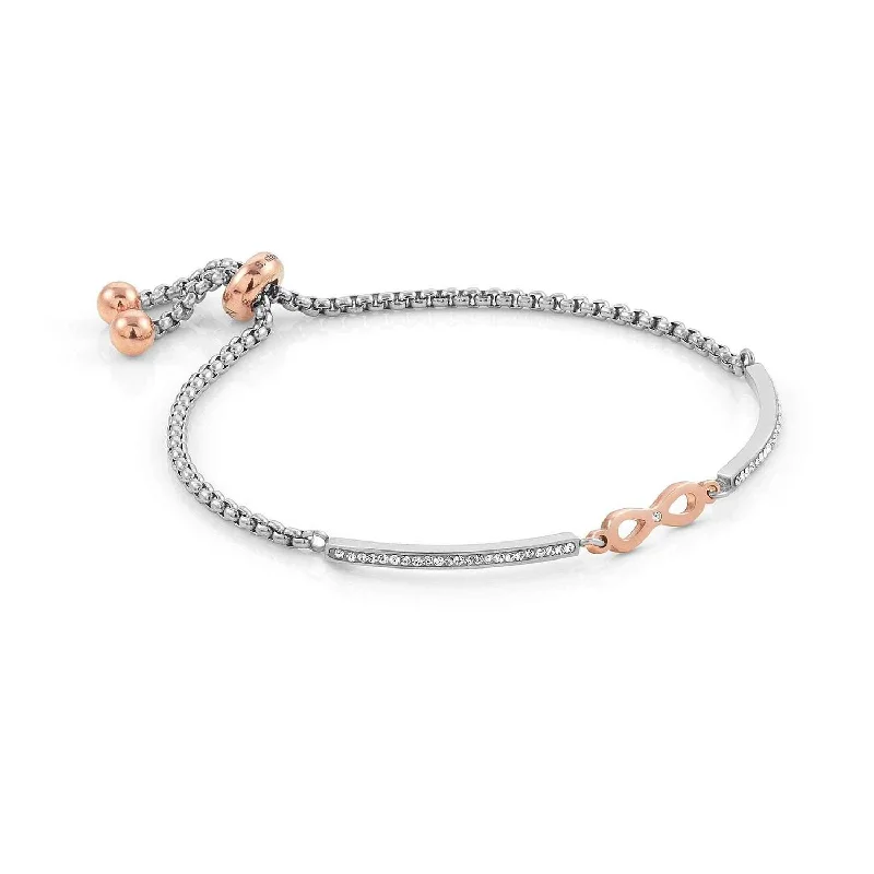 Ladies Bracelets with Pink Eudialyte-Nomination Milleluci Rose Gold Zirconia Infinity Half Bangle Bracelet