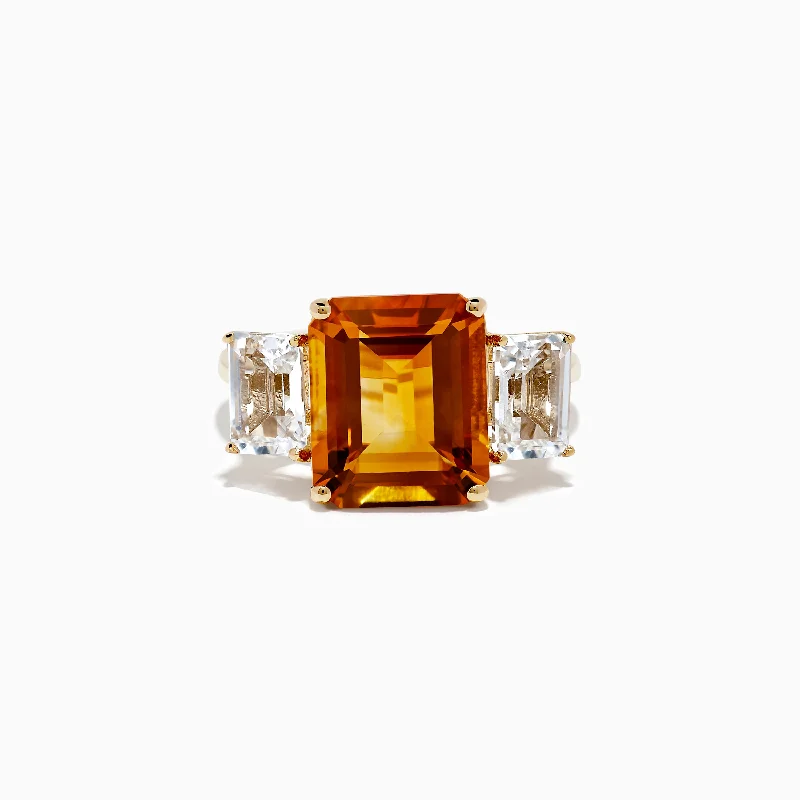 Gothic Rings -14K Yellow Gold Citrine and White Topaz Ring