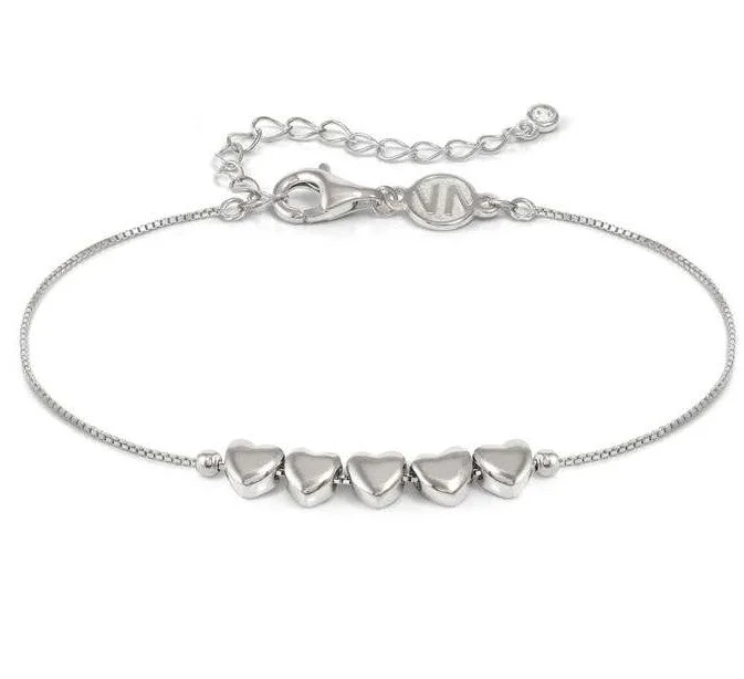 Ladies Bracelets Chic Style-Nomination Sterling Silver Cubic Zirconia 5 Heart Bracelet