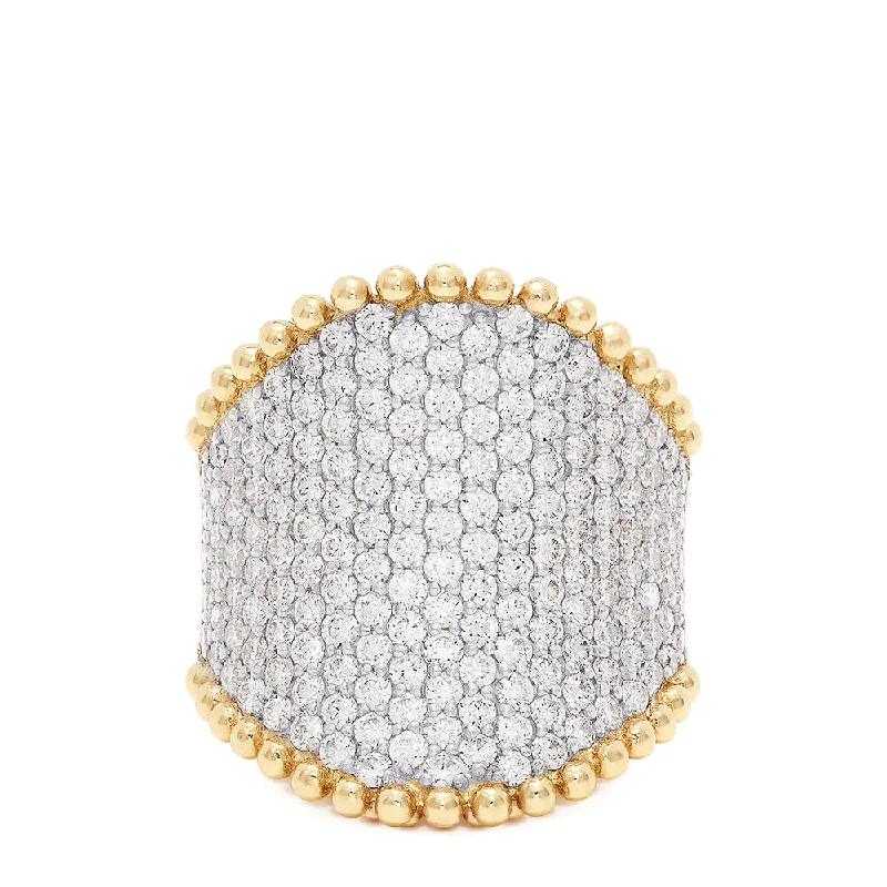 Brushed Rings -D'Oro 14K Yellow Gold Diamond Pave Ring, 2.50 TCW