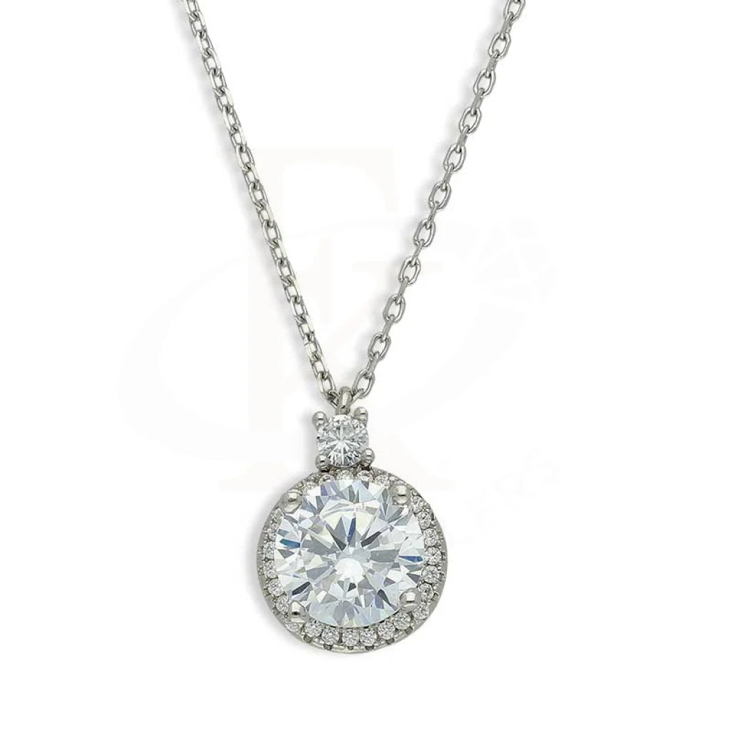 Ladies Necklaces with Danburite-Sterling Silver 925 Round Shaped Solitaire Necklace - FKJNKLSL3020