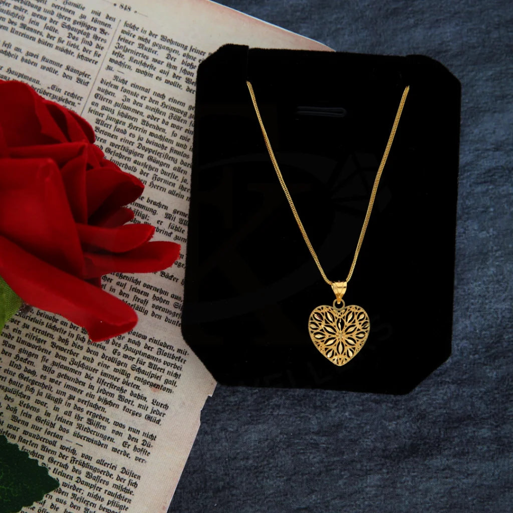 Ladies Necklaces Vintage Style-Gold Necklace (Chain with Heart Pendant) 21KT - FKJNKL21KM8393