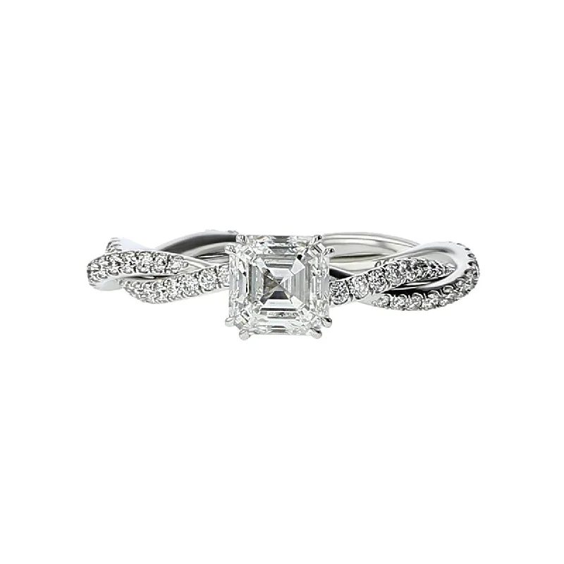 Handcrafted Engagement Rings -Twist Solitaire Diamond Engagement Ring