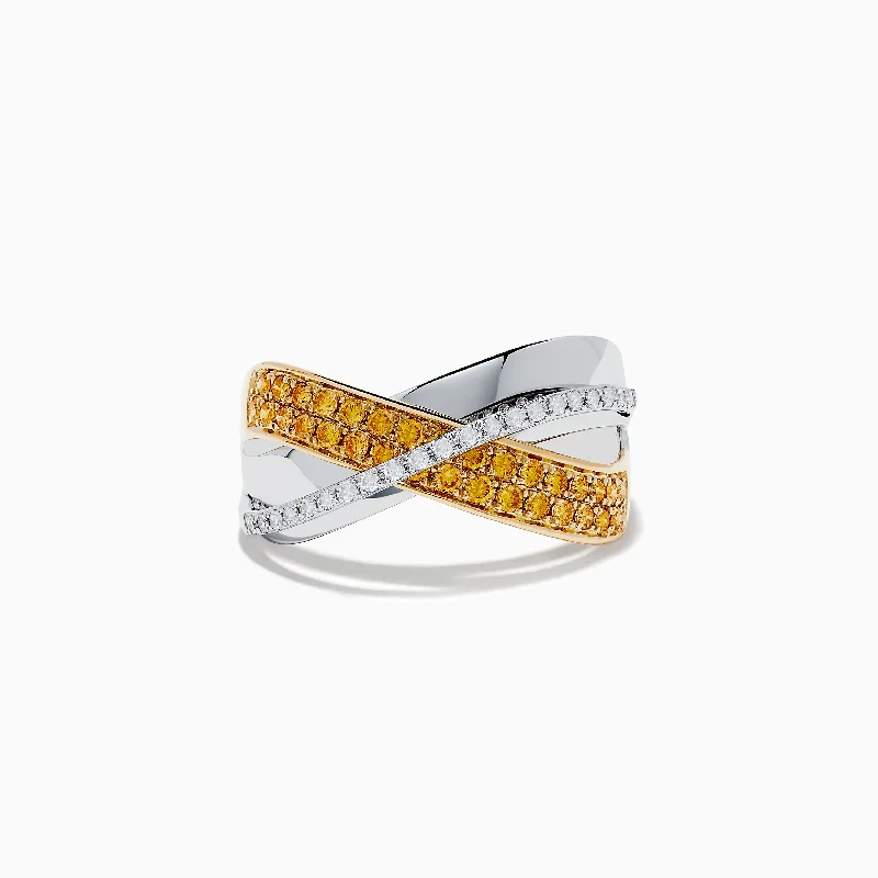 Antique Rings -Canare 14K Two-Tone Gold Yellow and White Diamond Ring, 0.44 TCW