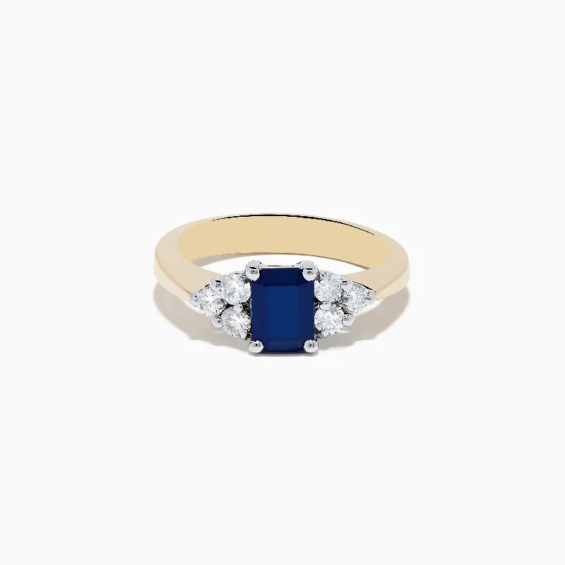 Winter Rings -Royale Bleu 14K Yellow & White Gold Blue Sapphire and Diamond Ring, 1.46 TCW