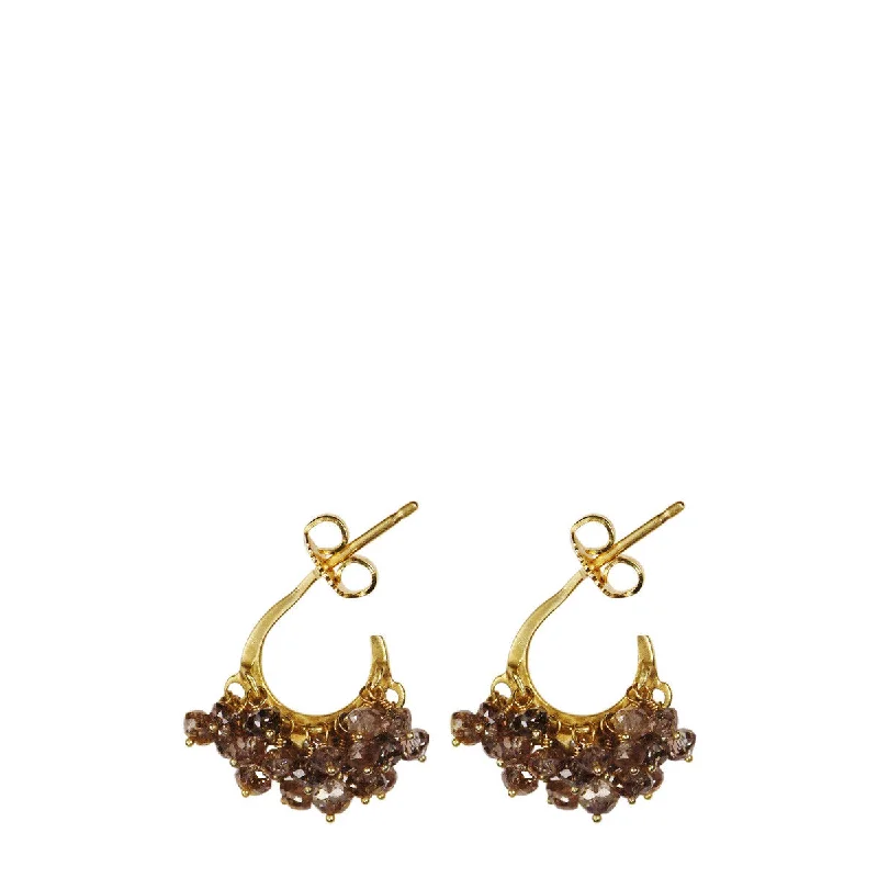 Nature-Inspired Earrings -18K Gold All Brown Diamond Bead Hoop Earrings