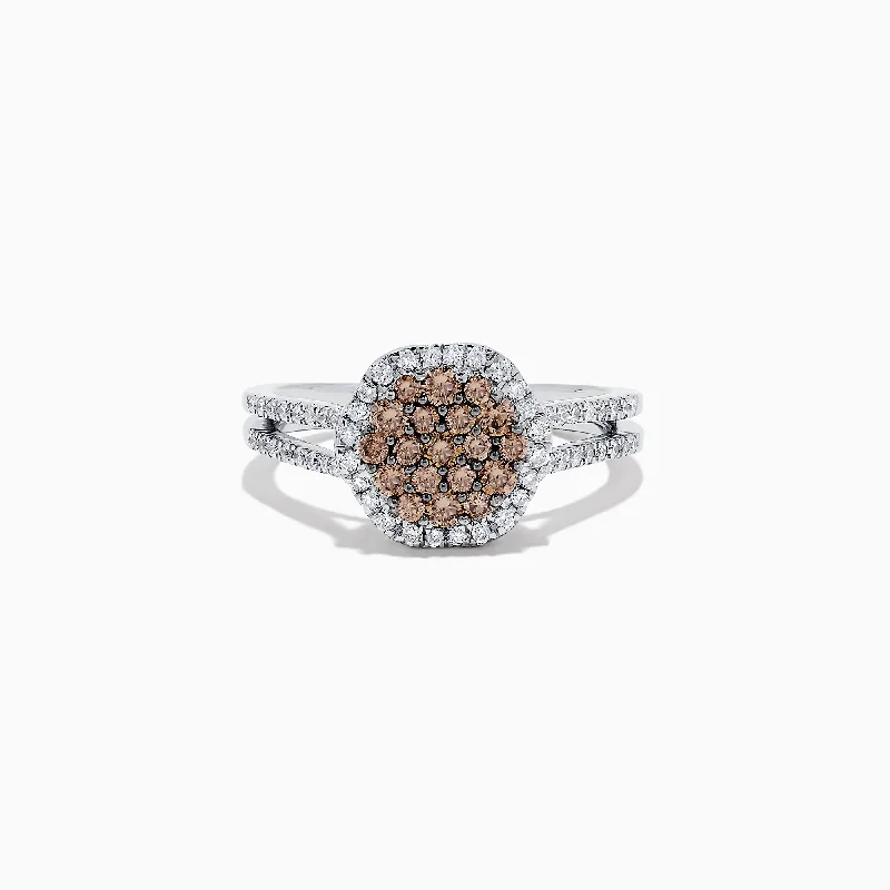 Shell Rings -14K White Gold Espresso and White Diamond Ring, 1.50 TCW