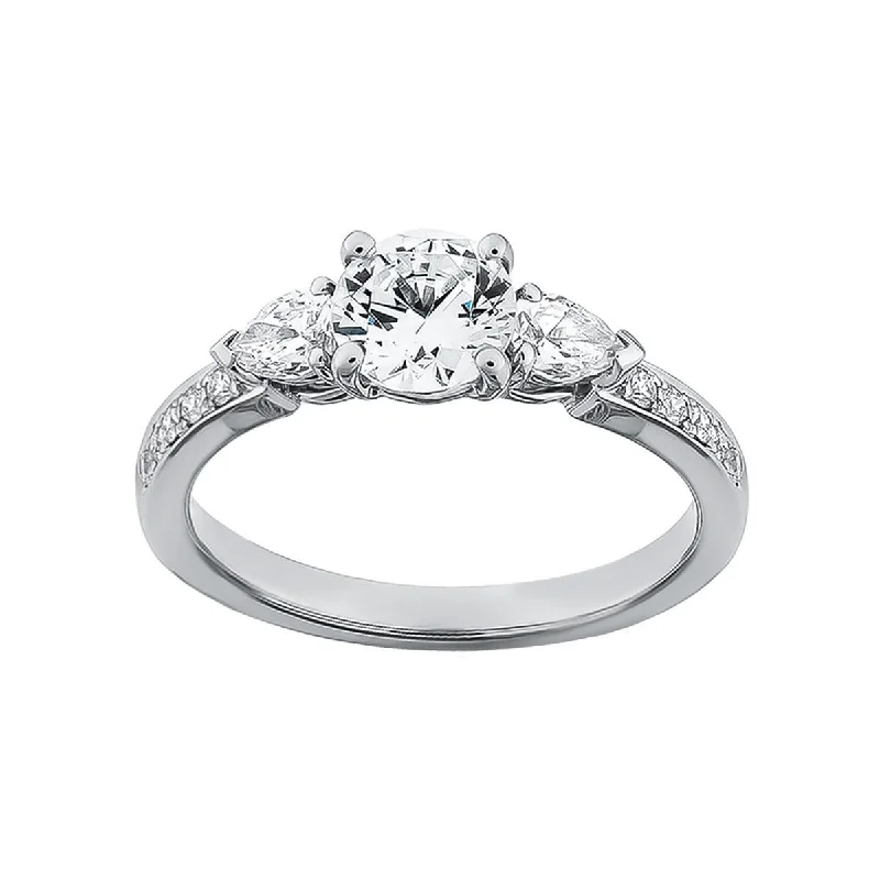 Wide Stone Engagement Rings -Platinum Diamond Engagement Ring Setting