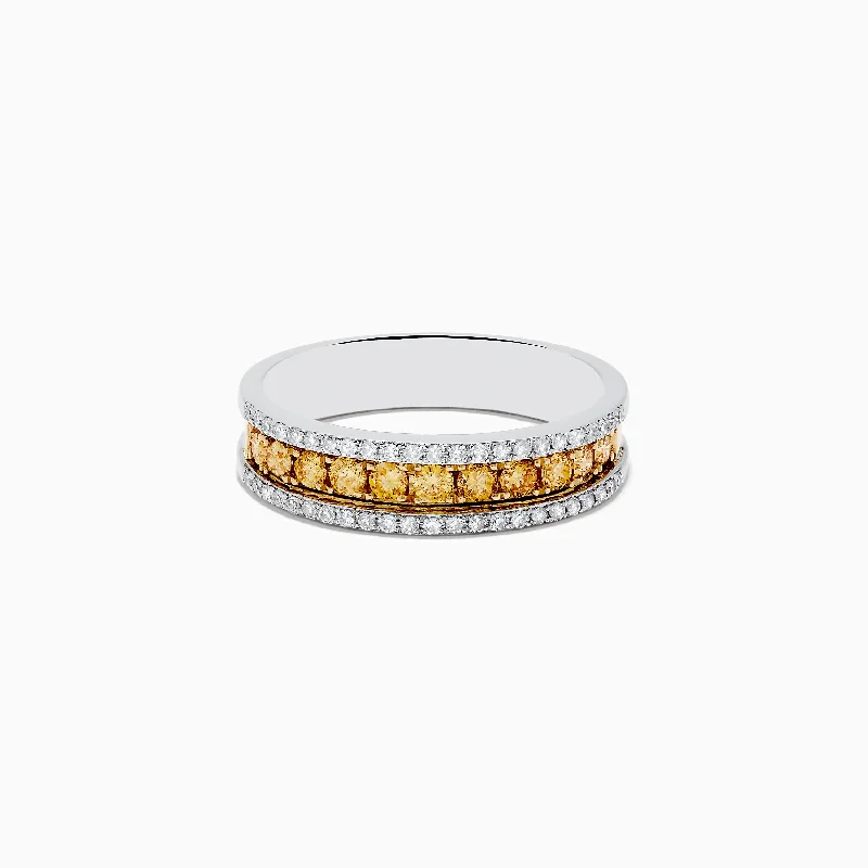 Silver Rings -Canare 14K Two Tone Gold Yellow and White Diamond Ring, 0.58 TCW