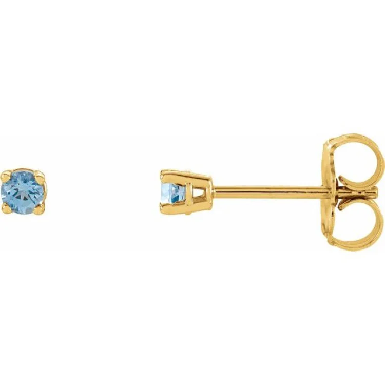 Keepsake Earrings -14K Yellow 2.5 mm Natural Aquamarine Stud Earrings