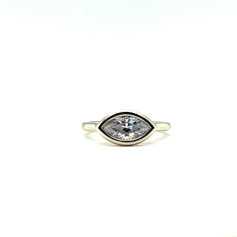 Spiritual Symbol Engagement Rings -Blair Custom Marquise Bezel Engagement Ring