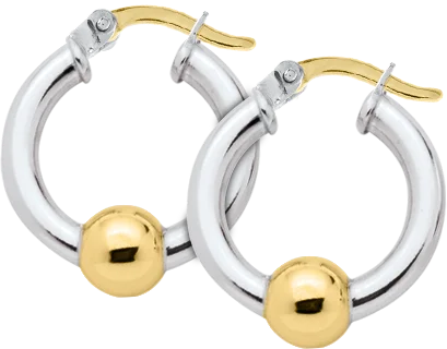 Symmetrical Earrings -Authentic Cape Cod Hoop Earrings Made by LeStage - Sterling Silver with 14K Yellow Gold