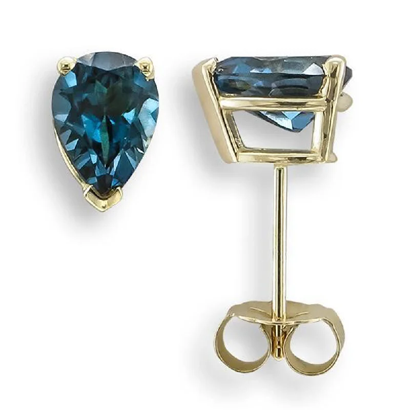 Strength Earrings -14KT GOLD 1.70 CTW LONDON BLUE TOPAZ EARRINGS