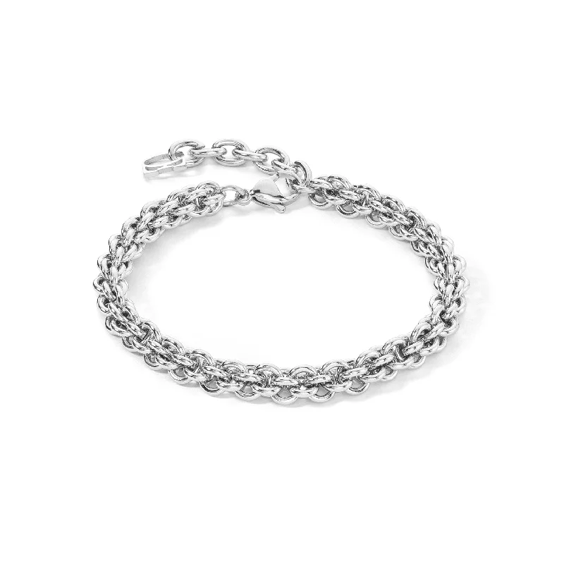 Ladies Bracelets for Desk Jobs-Coeur De Lion Silver Mesh Chain Bracelet