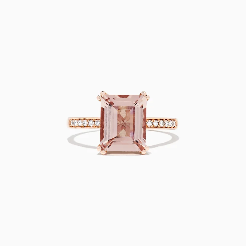 Promise Rings -Blush 14K Rose Gold Morganite and Diamond Ring, 2.64 TCW