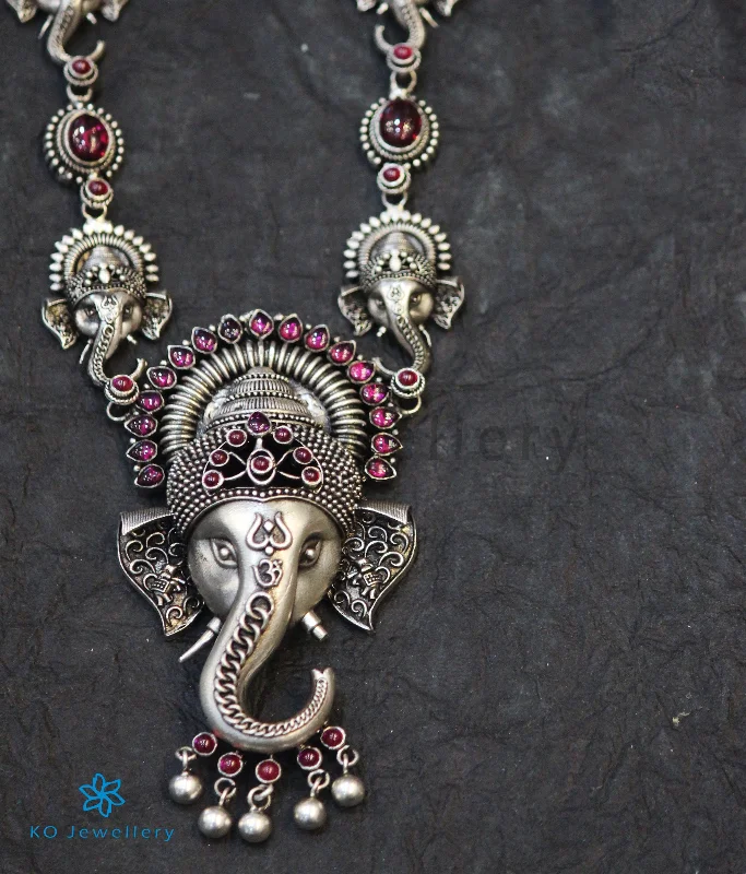 Ladies Necklaces for Summer-The Gajakarna Silver Ganesha Necklace