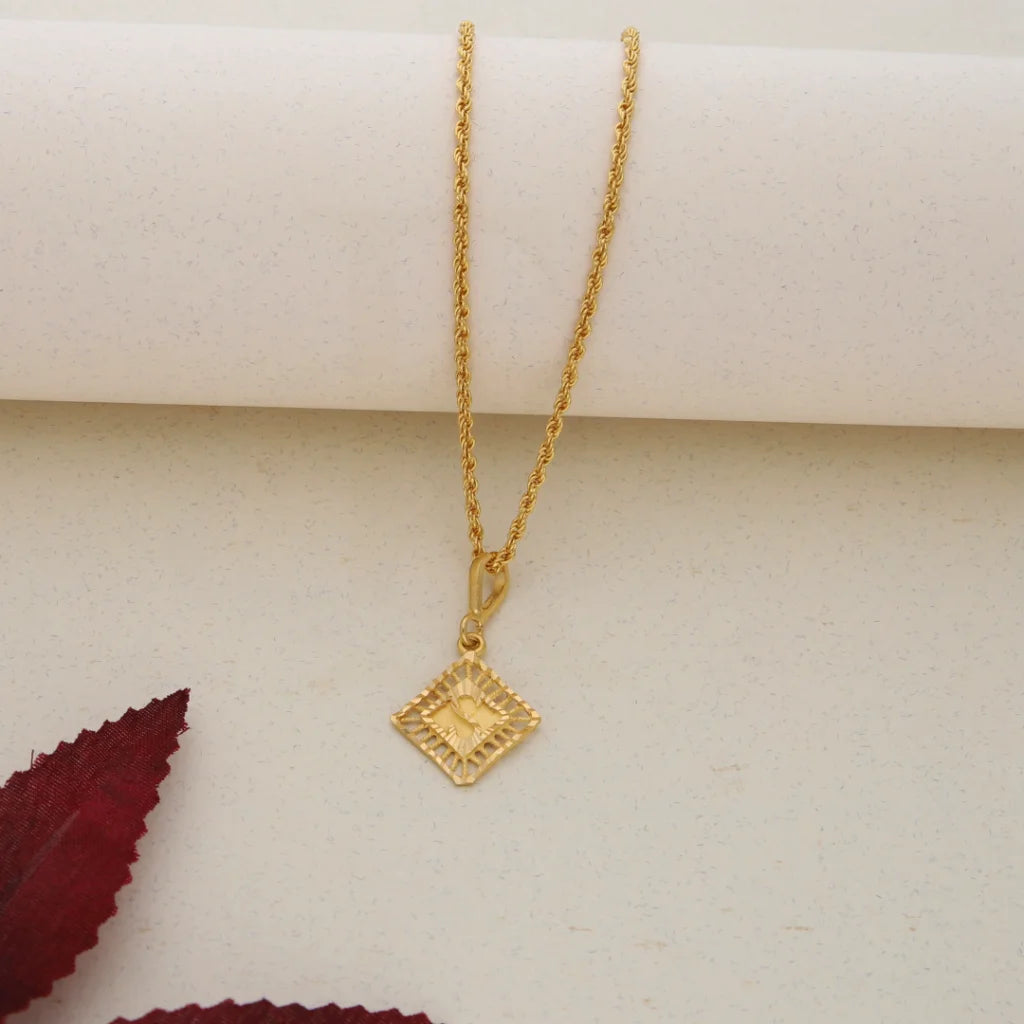 Ladies Necklaces Moon Charm-Gold Necklace (Chain With Gold Pendant) 21KT - FKJNKL21K7648