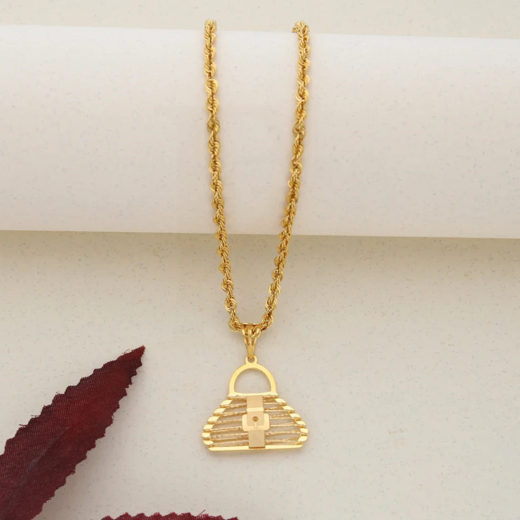 Ladies Necklaces for Cousins-Gold Necklace (Chain with Gold Pendant) 21KT- FKJNKL21K7690