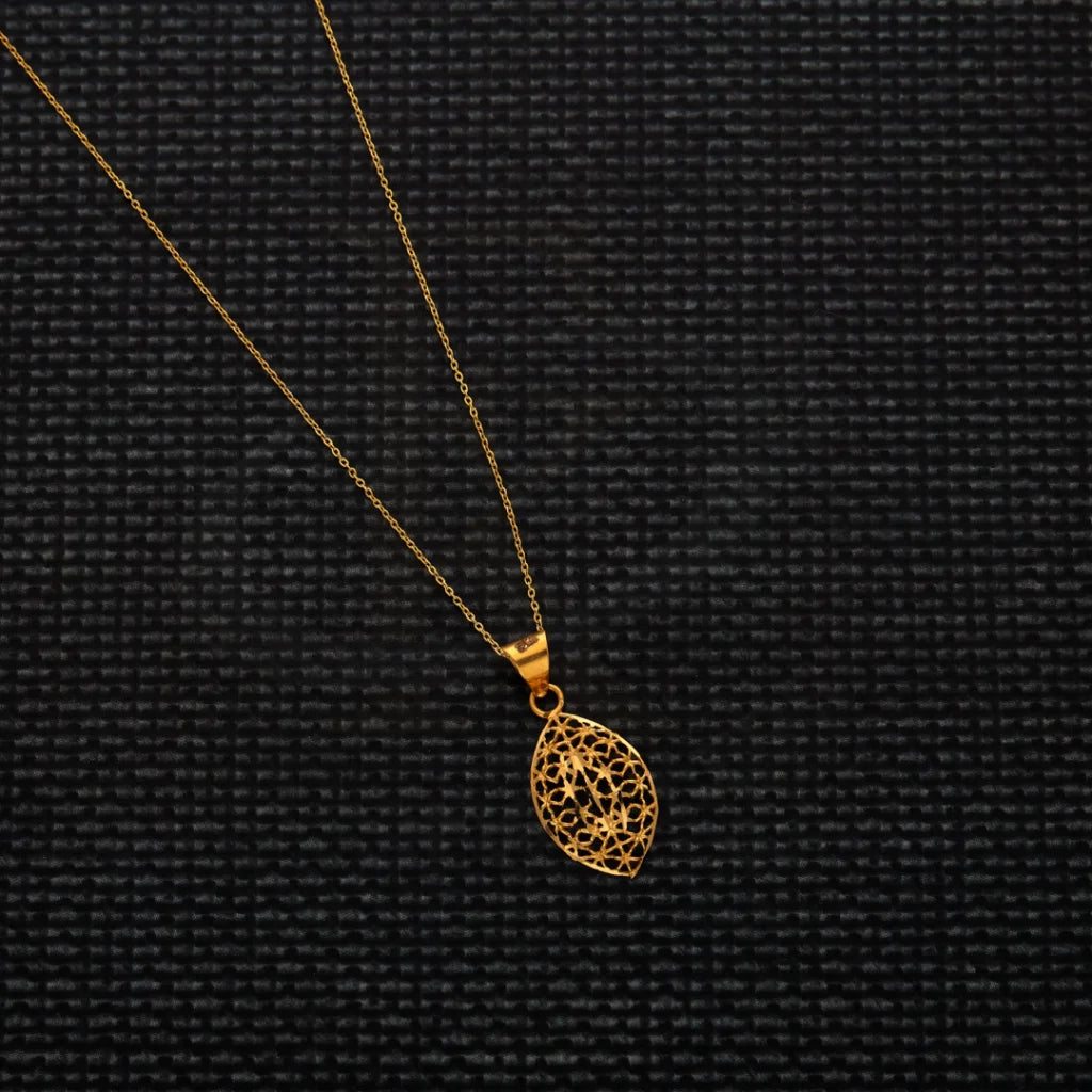 Ladies Necklaces for Work-Gold Necklace (Chain with Eye Shaped Pendant) 21KT - FKJNKL21KM8219