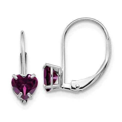 Modern Earrings -14KT WHITE GOLD 1.00 CTW RHODOLITE GARNET LEVERBACK EARRINGS