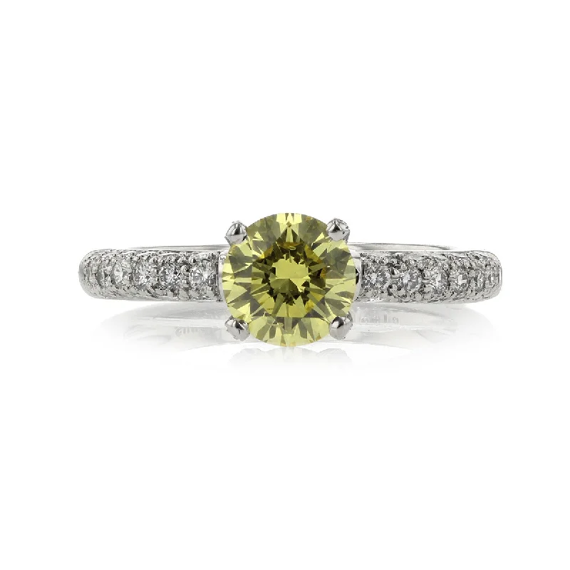 Dragon Motif Engagement Rings -Platinum Yellow Diamond Engagement Ring