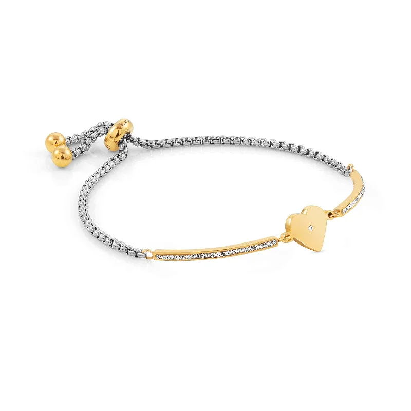 Ladies Bracelets Old Fashioned-Nomination Milleluci Golden Heart Bracelet with Cubic Zirconia