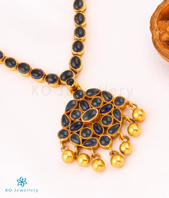 Ladies Necklaces with Tugtupite-The Dhruvi Silver Blue Kemp Necklace