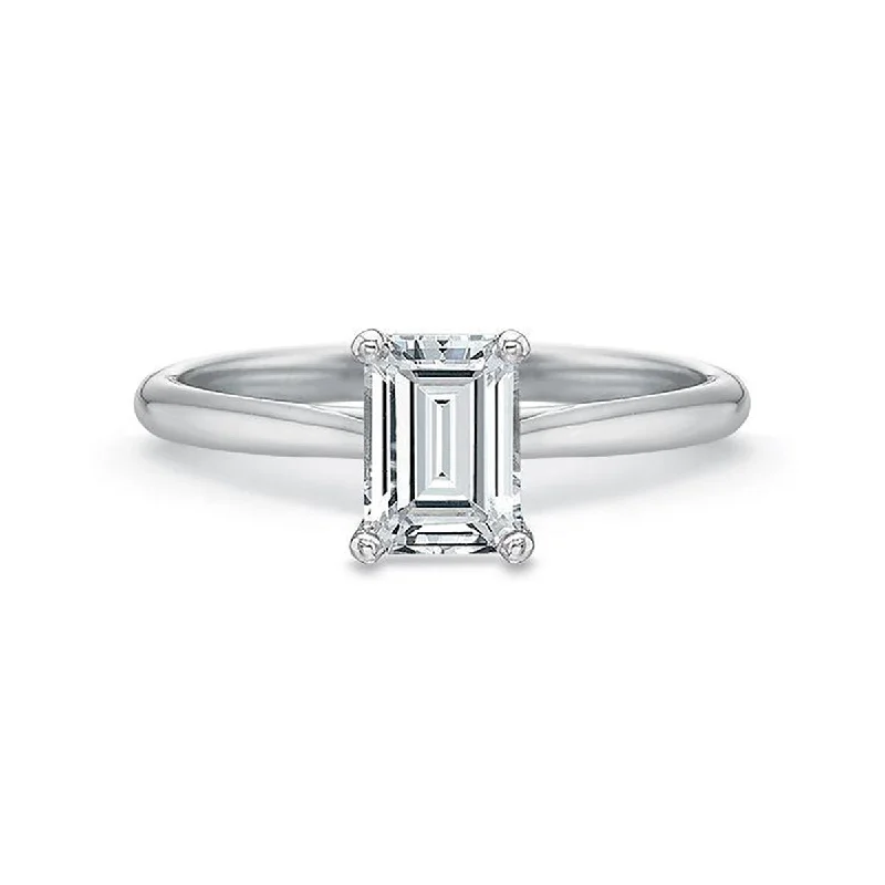 Puzzle Piece Engagement Rings -Platinum Emerald-cut Diamond Engagement Ring Setting