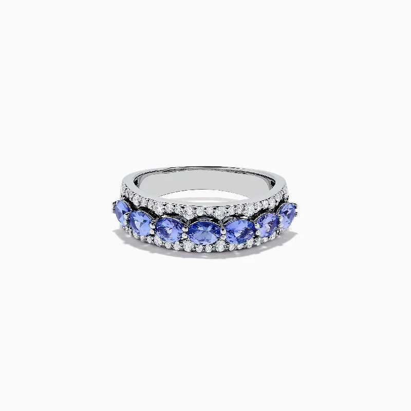 Casual Rings -14K White Gold Tanzanite and Diamond Ring, 1.23 TCW