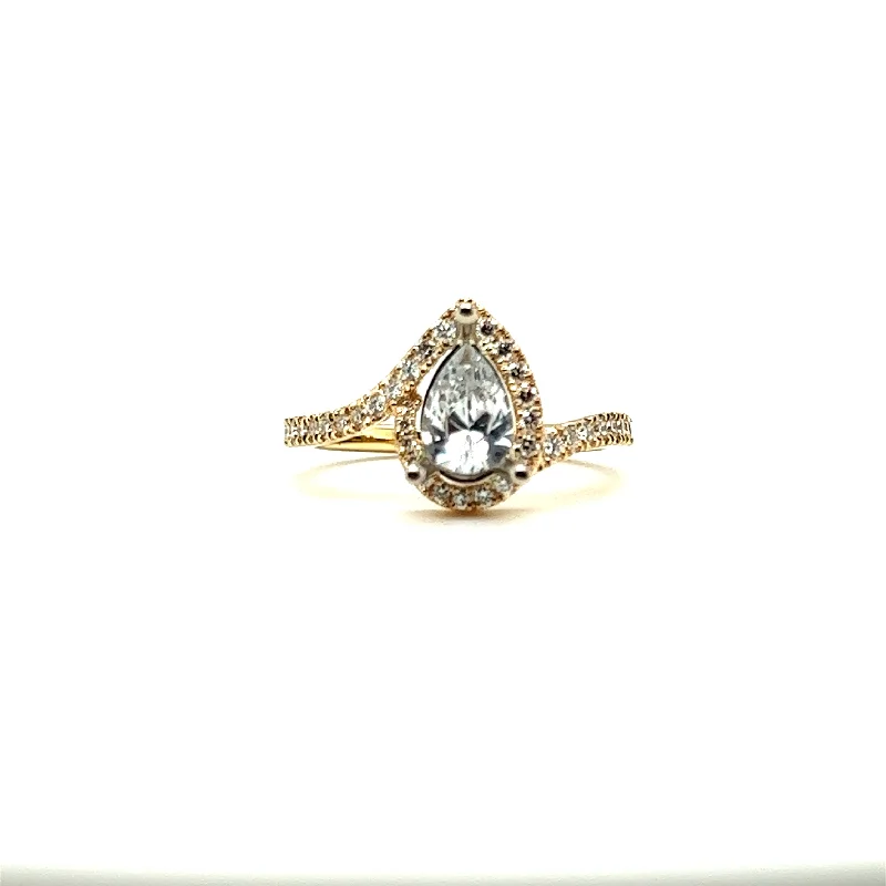 Hope Inspired Engagement Rings -Lotus Pear Halo Diamond Engagement Ring