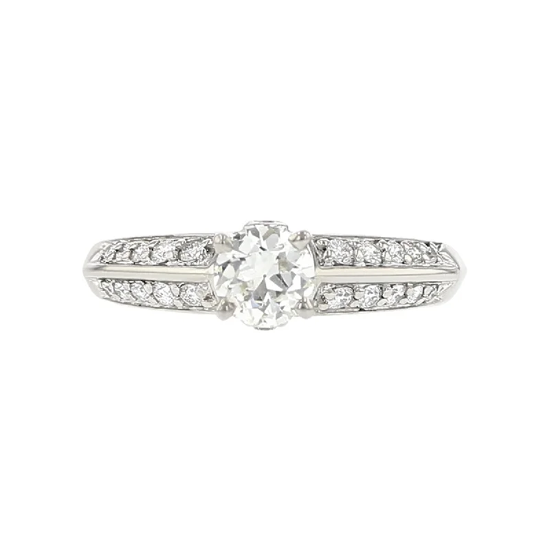 Simple Gold Engagement Rings -Palladium European-cut Diamond Engagement Ring