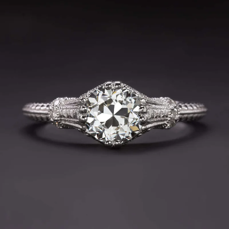 Sentimental Design Engagement Rings -1ct GIA CERTIFIED I SI1 OLD EUROPEAN CUT DIAMOND ENGAGEMENT RING VINTAGE STYLE