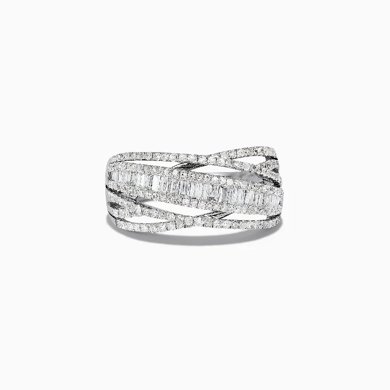 Trendy Rings -Classique 14K White Gold Diamond Ring, 0.98 TCW