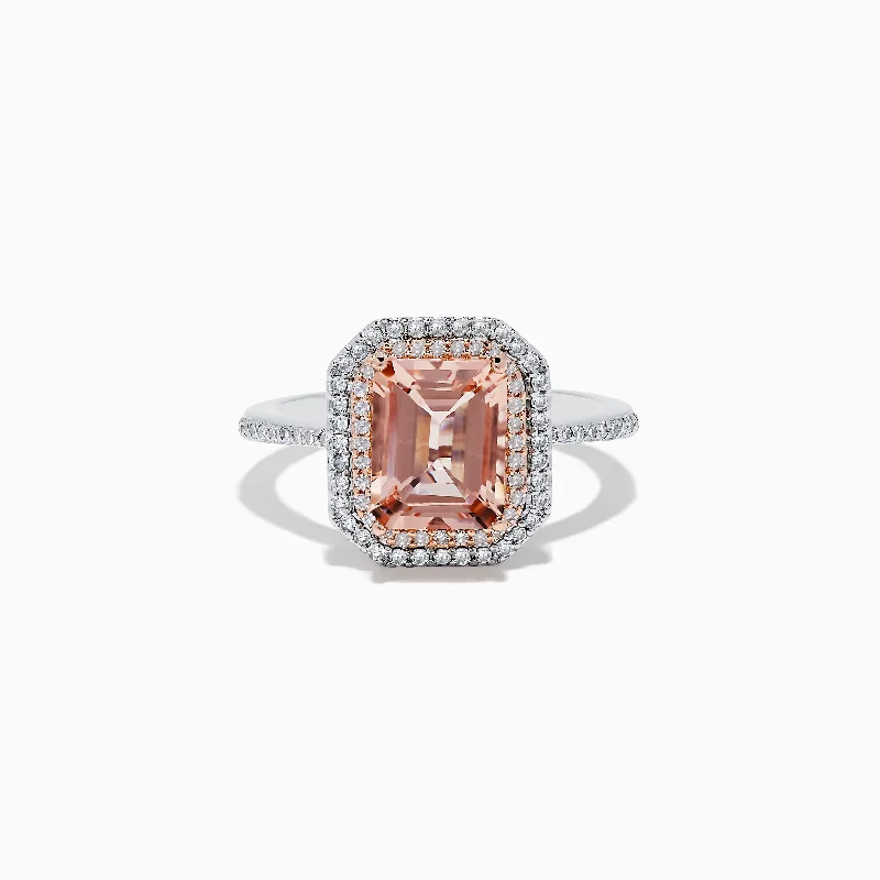 Ruby Rings -14K Two-Tone Gold Morganite and Diamond Ring