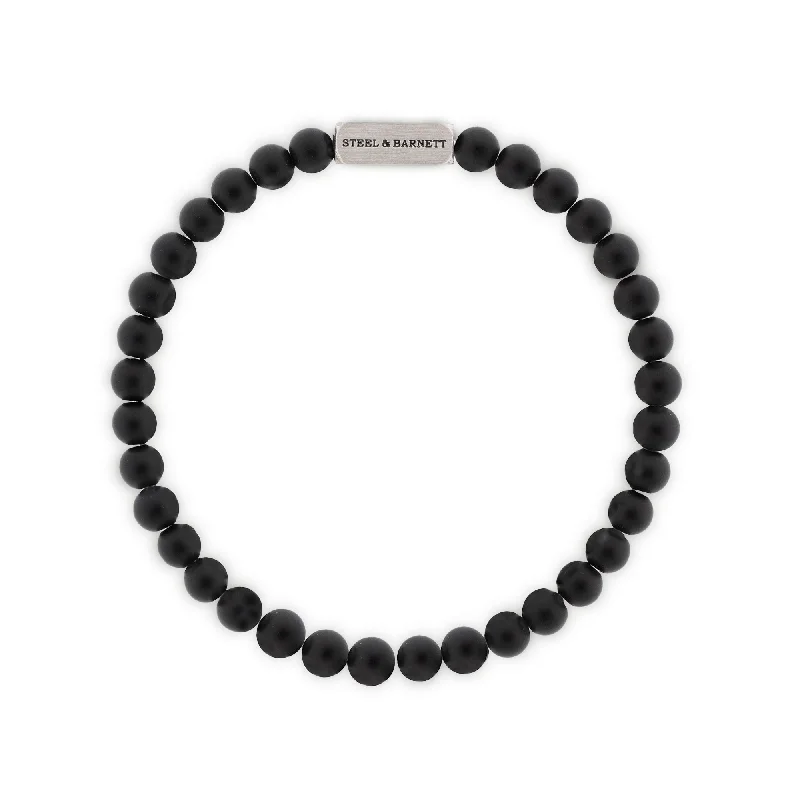 Ladies Bracelets Eye Catching-Natural Ned Black Onyx Silver Gemstone Bracelet