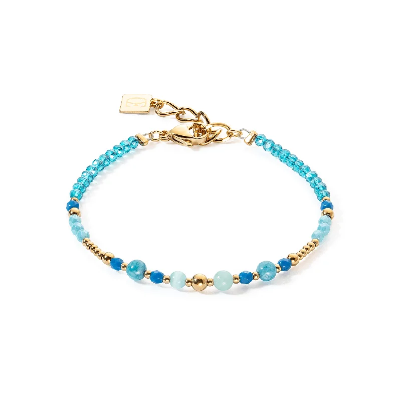 Ladies Bracelets with Blue Jeremejevite-Coeur De Lion Princess Spheres Gold Turquoise Bracelet