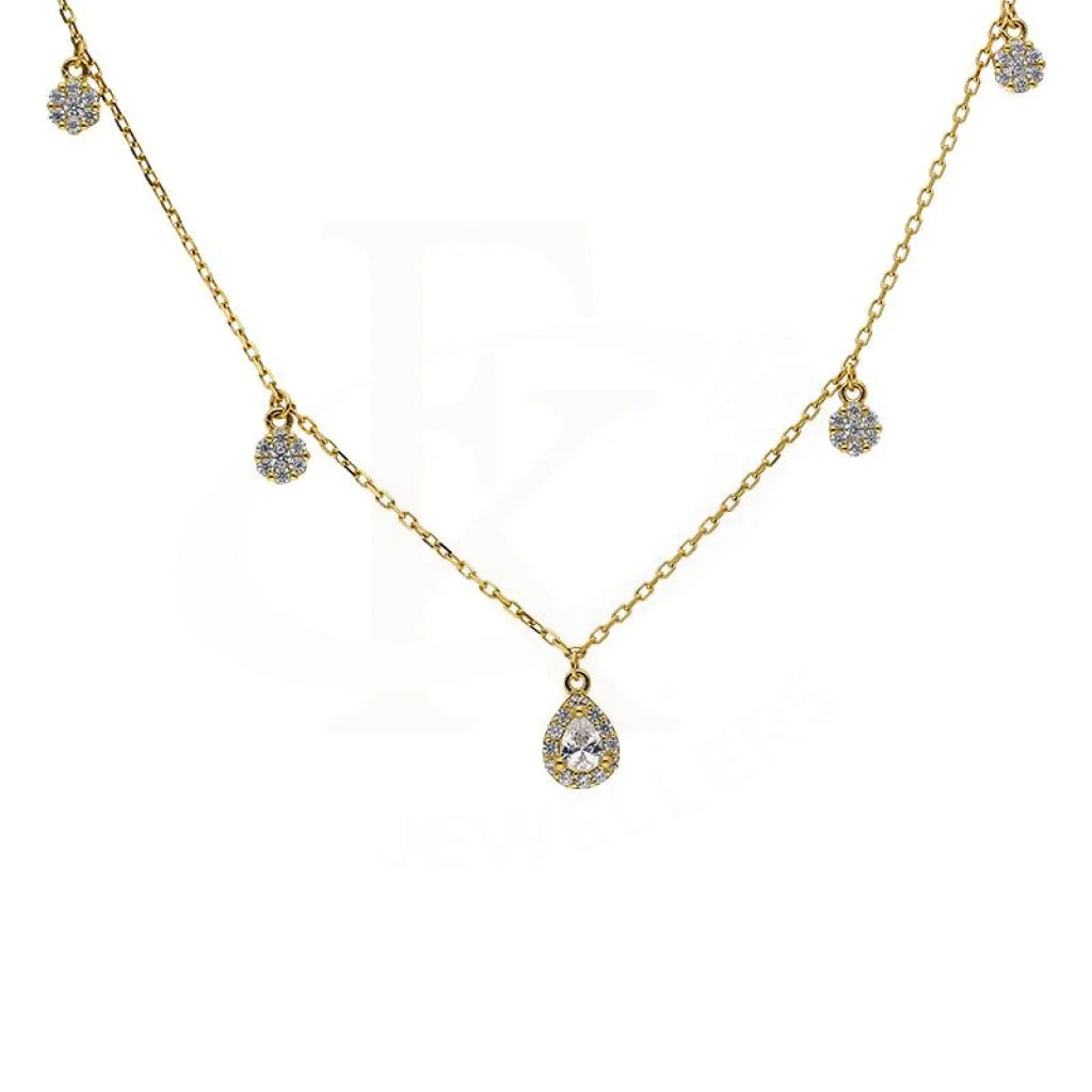 Ladies Necklaces with Shattuckite-Sterling Silver 925 Gold Plated Flowers and Pear Shaped Necklace - FKJNKLSL2919