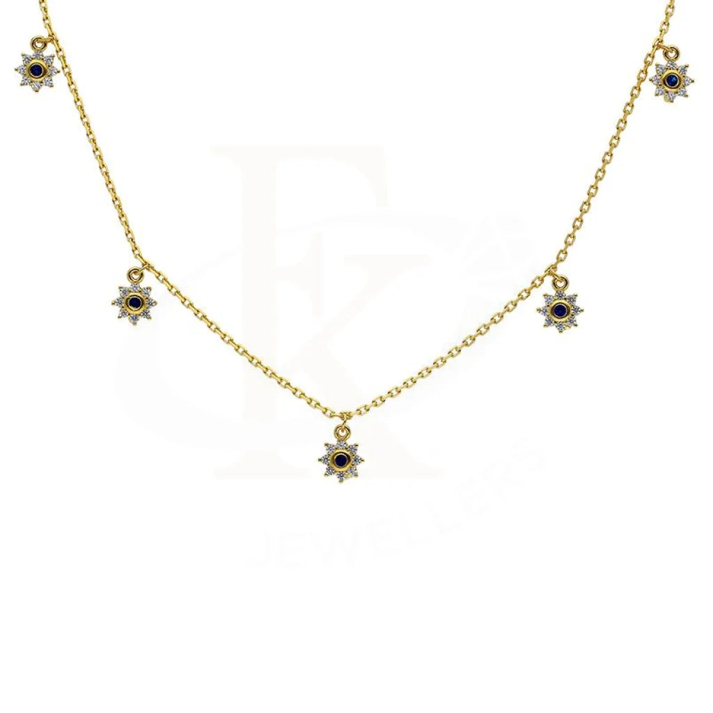 Ladies Necklaces Choker Type-Sterling Silver 925 Gold Plated Flowers Solitaires Necklace - FKJNKLSL2901