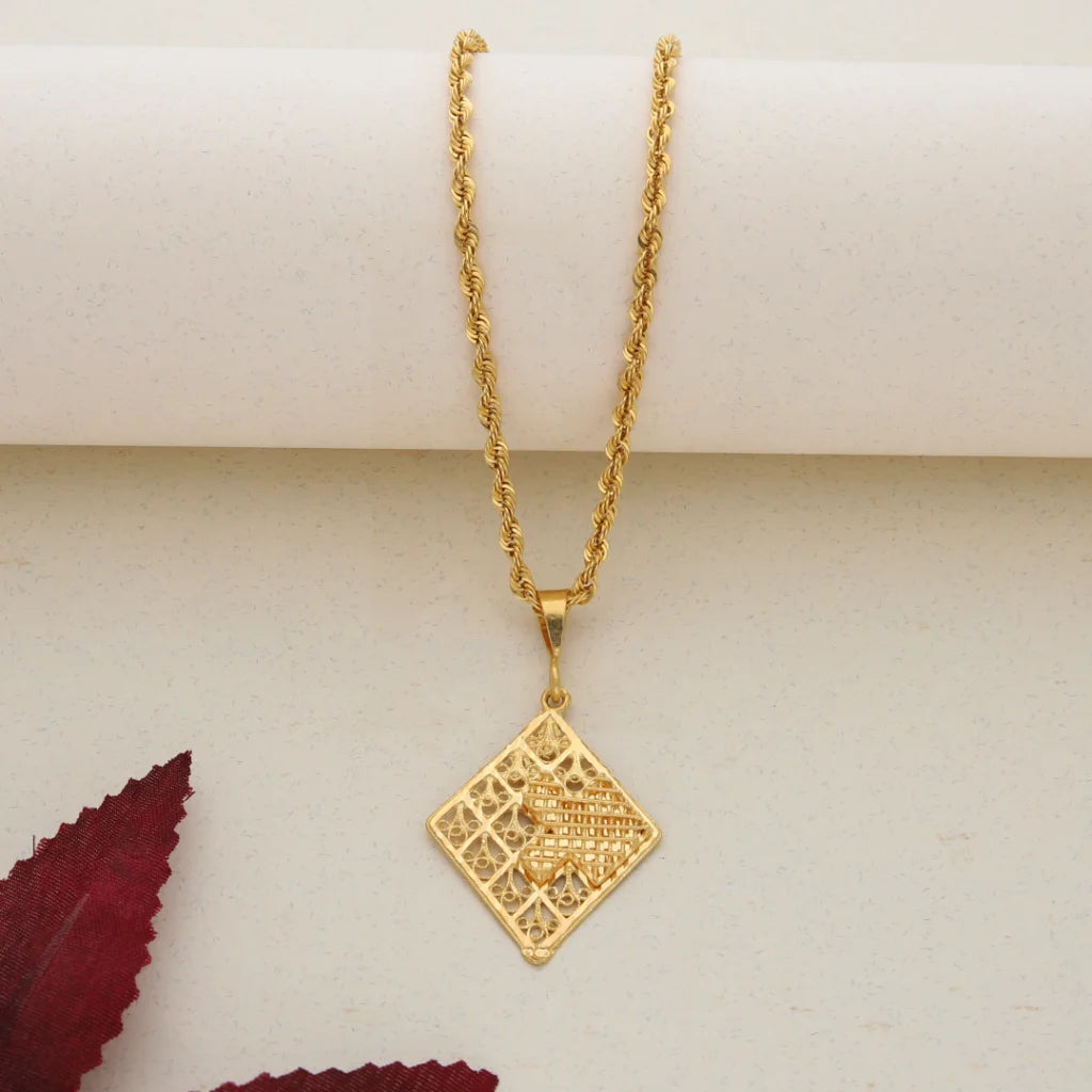 Ladies Necklaces with Scapolite-Gold Necklace (Chain With Gold Pendant) 21KT - FKJNKL21K7650