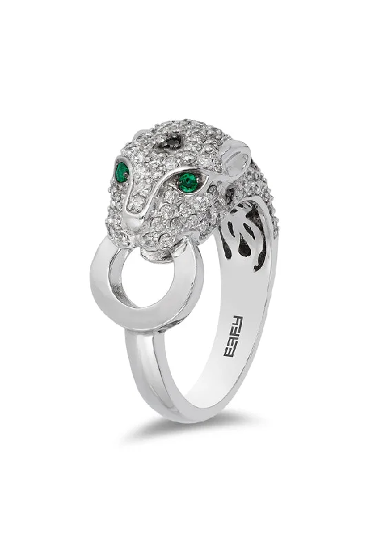 Dainty Rings -Signature 14K White Gold Diamond and Emerald Ring, 1.40 TCW