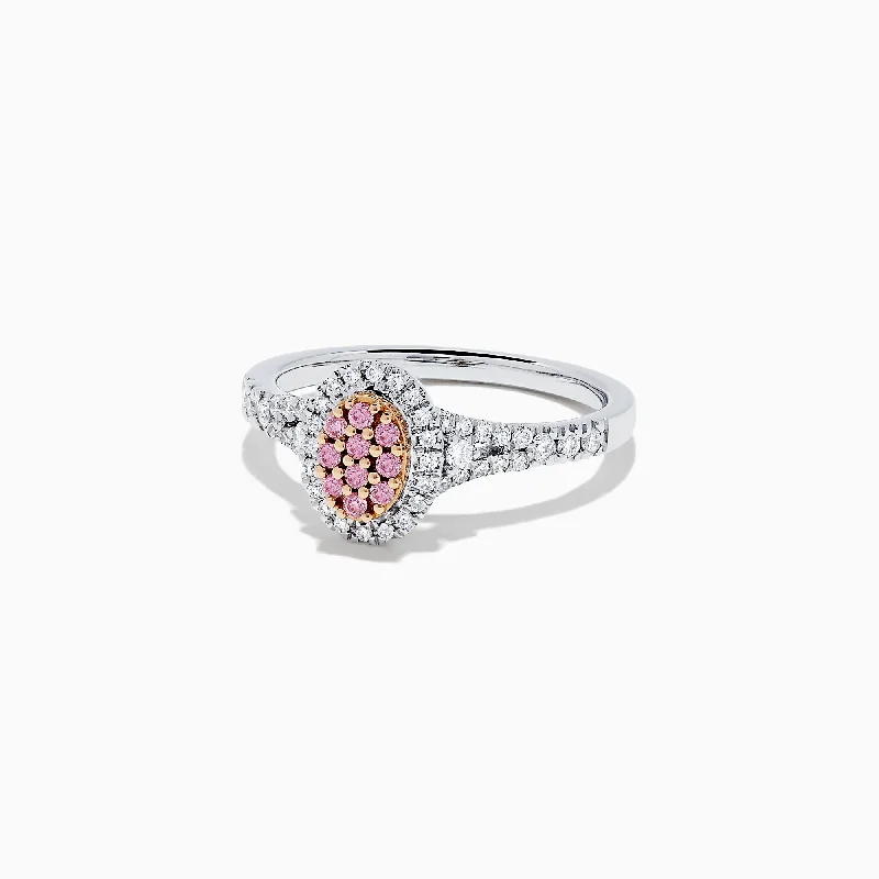 Confidence Rings -18K Two Tone Gold Pink and White Diamond Ring, 0.36 TCW