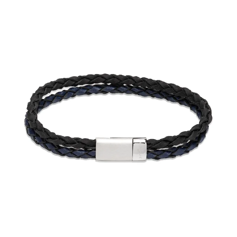 Ladies Bracelets with Clear Natrolite-Unique & Co Black and Blue Leather Bracelet