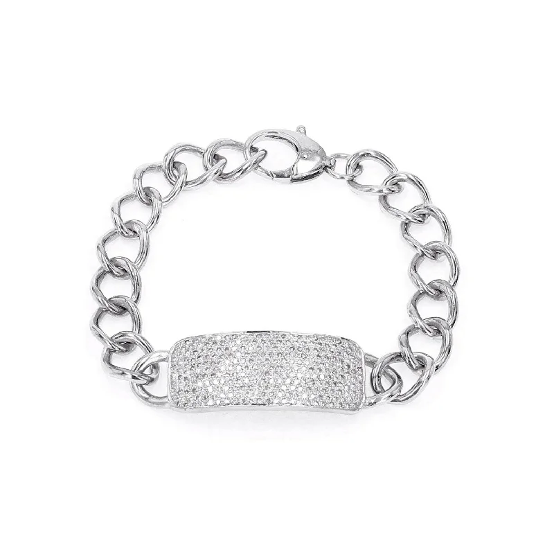 Ladies Bracelets for Weddings-Diamond ID Bracelet  B0002433